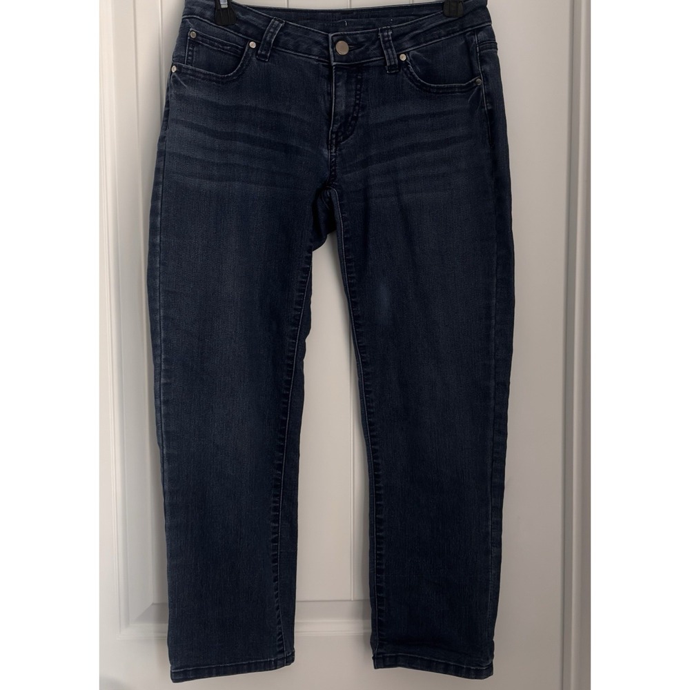 Jennifer Lopez Women Sz 2 BF Blue Dark Wash Denim Straight Slim Low Rise Stretch